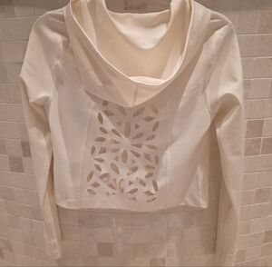 Gigi C Scuba Laser Cut Jaccket With Hood Zipper Small